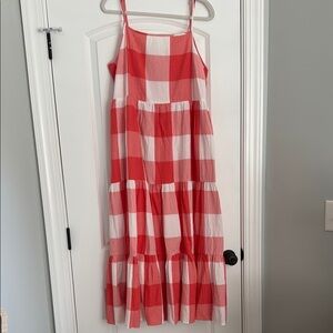 Checkered seersucker maxi dress